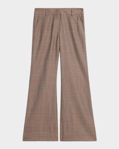 Maison Common Glen Plaid Wool Flared Trousers