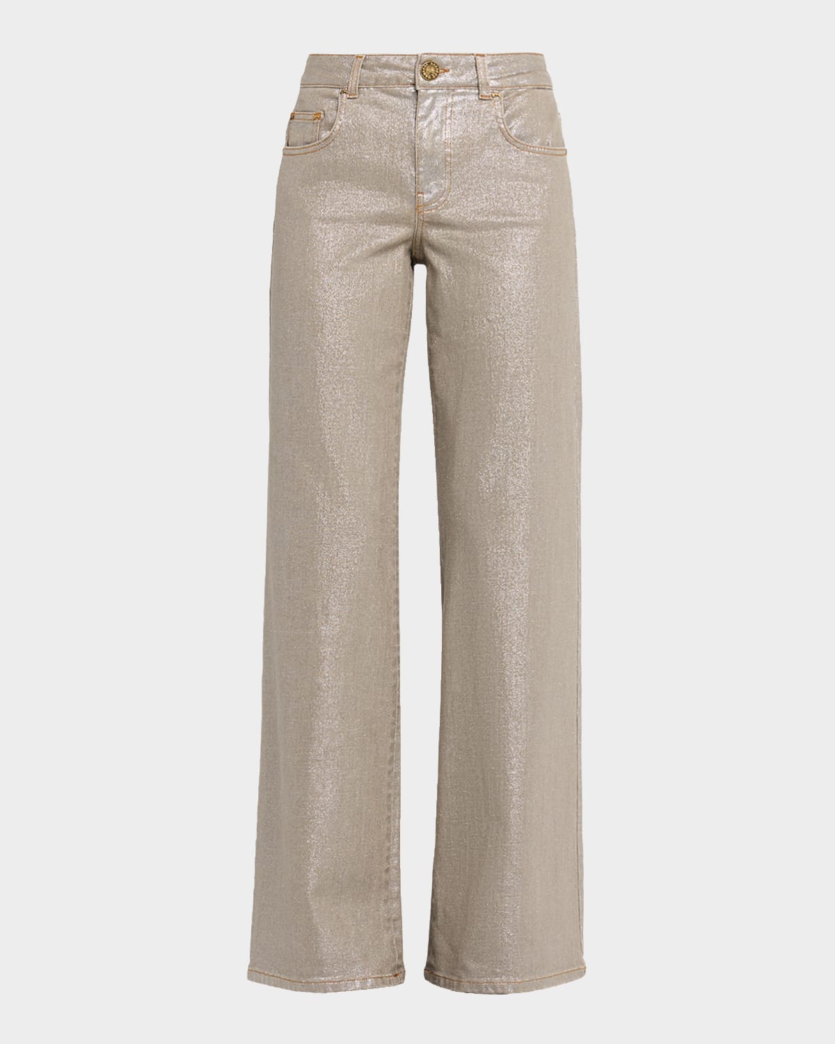 Maison Common Lacquered Denim Wide-Leg Jeans