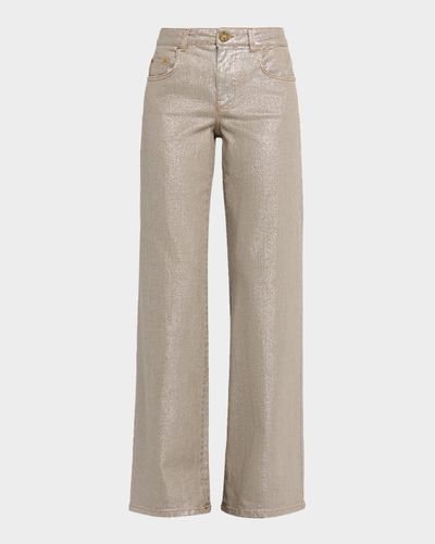 Maison Common Lacquered Denim Wide-Leg Jeans