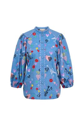 Maison Common Maison Common Embroidered Blouse With Ballon Sleeves