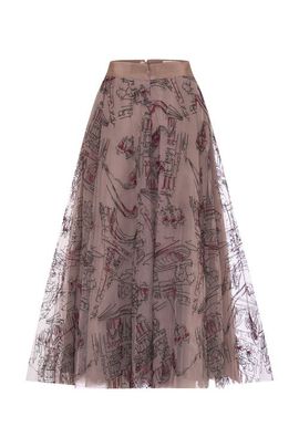 Maison Common Maison Common Embroidered Tulle Skirt With Floral Yarn and Sequin Embroidery Vive La France