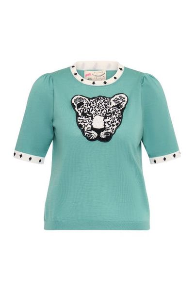 Maison Common Maison Common Light Pullover With Contrast Piping with Leopard Head Application