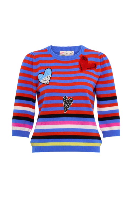 Maison Common Maison Common Multi Colored Striped Pullover With Application