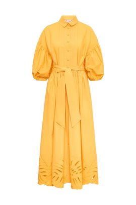 Maison Common Maison Common Poplin Dress With Big Leave Embroidery