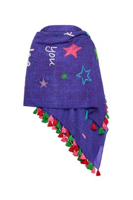 Maison Common Maison Common Printed And Embroidered Scarf With Tassels with "message"