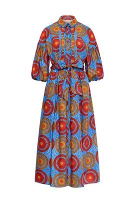 Maison Common Maison Common Printed Dress With Macrame Piping