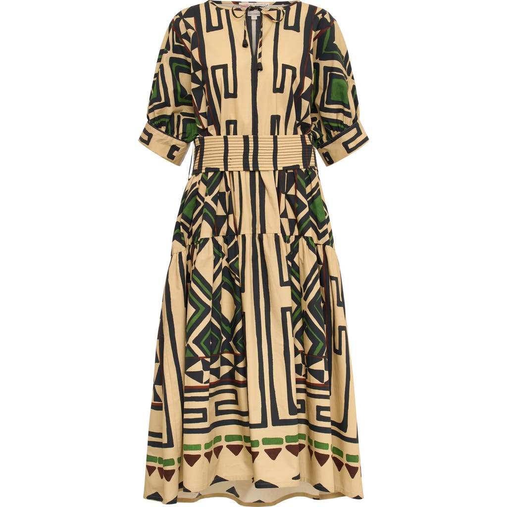 Maison Common Maison Common Printed Long Cotton Dress With Belt