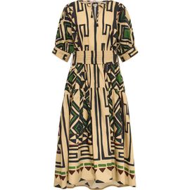 Maison Common Maison Common Printed Long Cotton Dress With Belt