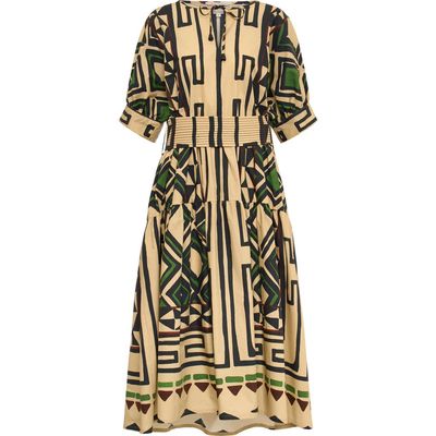 Maison Common Maison Common Printed Long Cotton Dress With Belt