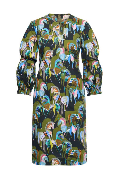 Maison Common Maison Common Printed Popelin Dress With Baloon Sleeves