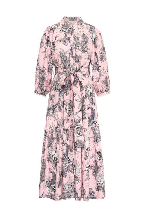 Maison Common Maison Common Printed Poplin Dress With Macrame Trim