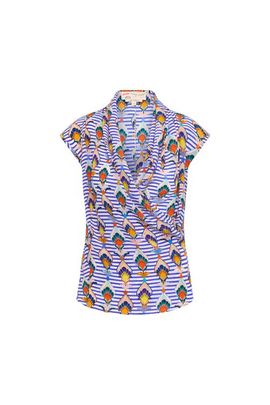 Maison Common Maison Common Printed Wrap Silk Top Streifen - Druck mit geometrischen Tulpen-Design