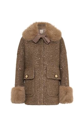 Maison Common Maison Common Sequined Coat With Fake Fur