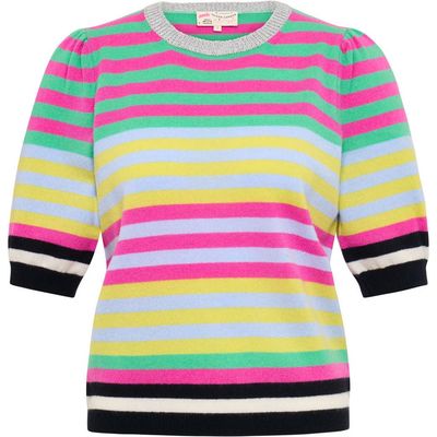 Maison Common Maison Common Short Sleeve Multi Colored Striped Pullover