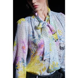 Maison Common Maison Common Silk Georgette Tie Neck Blouse