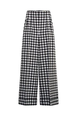 Maison Common Maison Common Wide Leg Plaid Pants With Cuff