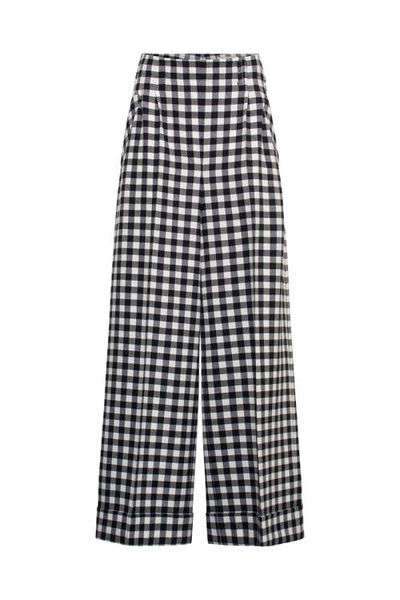 Maison Common Maison Common Wide Leg Plaid Pants With Cuff