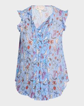 Maison Common Parisian Printed Silk Top