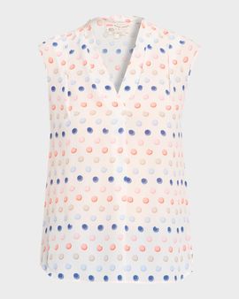 Maison Common Polka-Dot Silk Organza Sleeveless Blouse