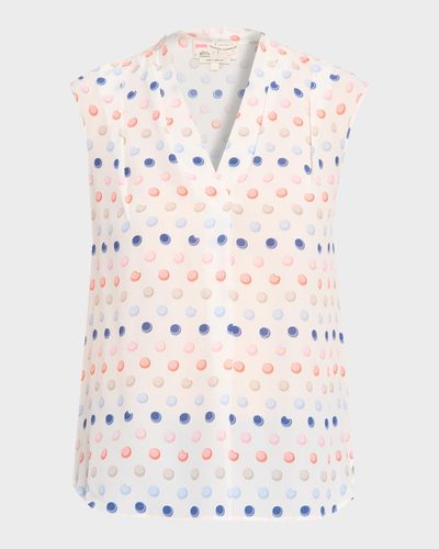 Maison Common Polka-Dot Silk Organza Sleeveless Blouse