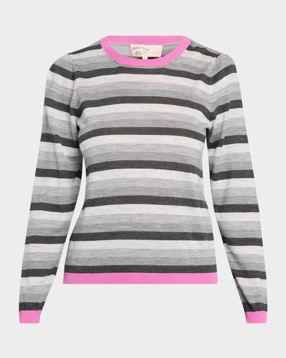 Maison Common Striped Lightweight Wool Crewneck Sweater