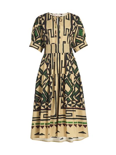 Maison Common Women's Abstract-Print Cotton A-Line Midi-Dress