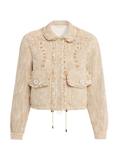 Maison Common Women's Embroidered Cotton-Blend Tweed Jacket