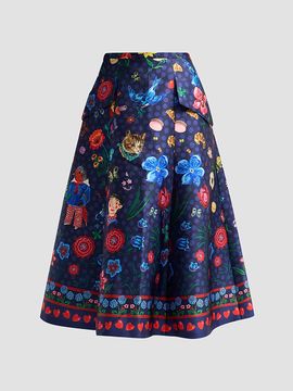 Maison Common Women's Floral Mikado Midi Skirt