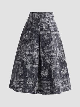 Maison Common Women's Jacquard Town Print Midi Skirt