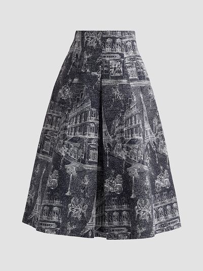 Maison Common Women's Jacquard Town Print Midi Skirt