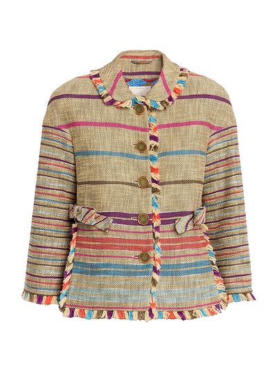 Maison Common Women's Striped Cotton-Blend Tweed Shirt