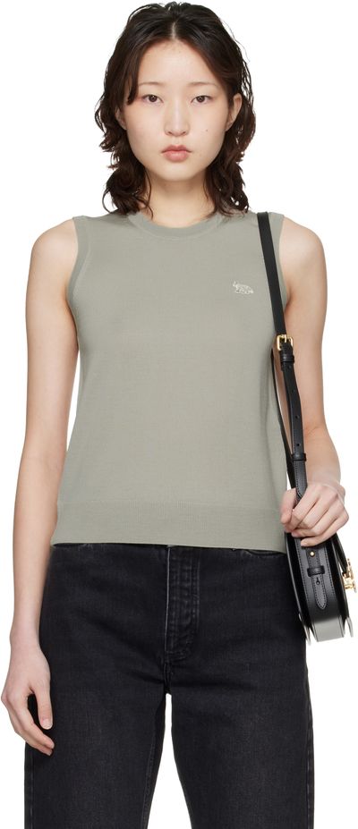 Maison Kitsuné Maison Kitsuné Beige Baby Fox Fine Merino Sweater Vest