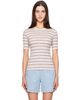 Maison Kitsuné Maison Kitsuné Beige Baby Fox Striped Fitted T-shirt - 1
