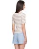 Maison Kitsuné Maison Kitsuné Beige Baby Fox Striped Fitted T-shirt - 3