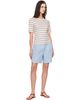 Maison Kitsuné Maison Kitsuné Beige Baby Fox Striped Fitted T-shirt - 4