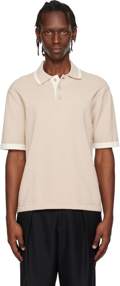 Maison Kitsuné Maison Kitsuné Beige Cotton Knitted Comfort Polo