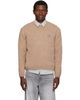 Maison Kitsuné Maison Kitsuné Beige Fox Head Lambswool Comfort Sweater - 1