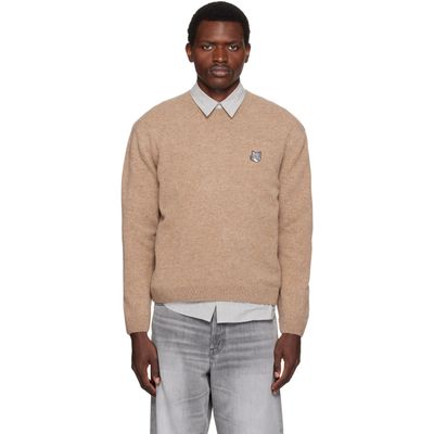 Maison Kitsuné Maison Kitsuné Beige Fox Head Lambswool Comfort Sweater