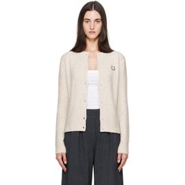 Maison Kitsuné Maison Kitsuné Beige Fox Head Lambswool High Neck Cardigan