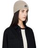 Maison Kitsuné Maison Kitsuné Beige Fox Head Large Beanie - 3