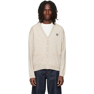 Maison Kitsuné Maison Kitsuné Beige Fox Head Merino Comfort Cardigan
