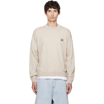 Maison Kitsuné Maison Kitsuné Beige Fox Head Merino Comfort Sweater