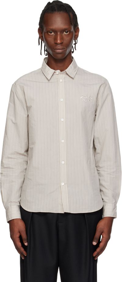 Maison Kitsuné Maison Kitsuné Beige 'Maison Kitsuné' Handwriting Casual Shirt