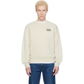 Maison Kitsuné Maison Kitsuné Beige 'Maison Kitsuné' Handwriting Comfort Sweatshirt