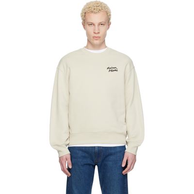 Maison Kitsuné Maison Kitsuné Beige 'Maison Kitsuné' Handwriting Comfort Sweatshirt