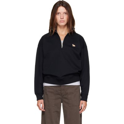 Maison Kitsuné Maison Kitsuné Black Baby Fox Half Zipped Sweatshirt