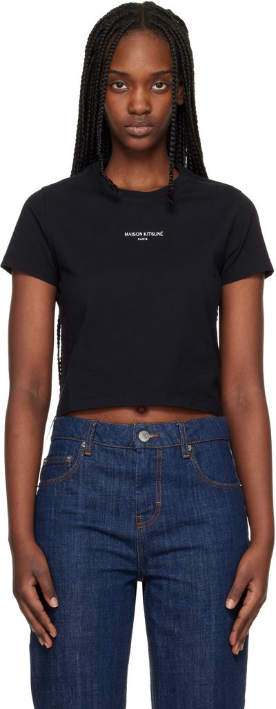 Maison Kitsuné Maison Kitsuné Black 'Maison Kitsuné Paris' Baby T-shirt