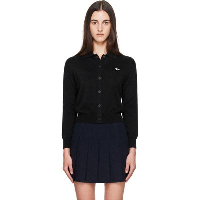 Maison Kitsuné Maison Kitsuné Black Profile Fox Merino Relaxed Polo Cardigan