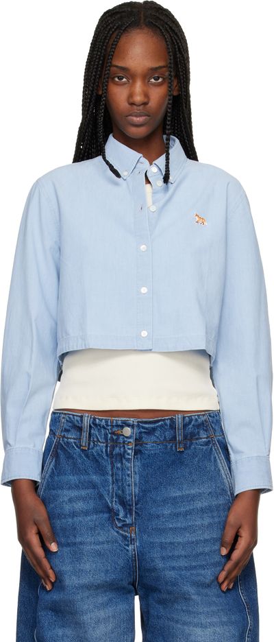 Maison Kitsuné Maison Kitsuné Blue Baby Fox Cropped Shirt