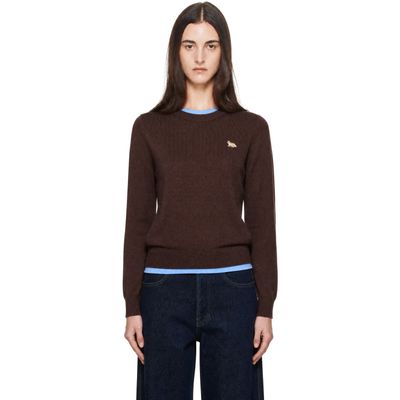Maison Kitsuné Maison Kitsuné Brown Baby Fox Merino Regular Sweater